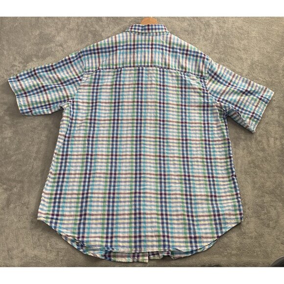 Robert Graham Shirt Men 1XLT XL Tall Short Sleeve Plaid Check Button Up Casual - Picture 8 of 9